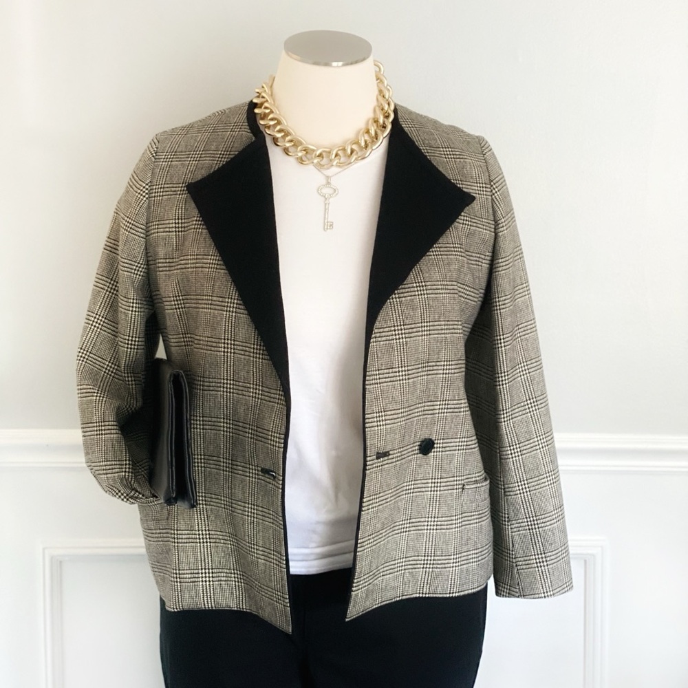Suits Galore by Jim Baldwin Houndstooth Blazer Wool Collar